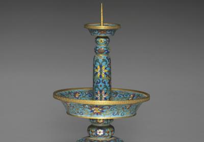 图片[2]-Candle stand from the set of five altar pieces with plum-blossom decoration in cloisonne enamels, Qing dynasty, Qianlong reign (1736-1795)-China Archive